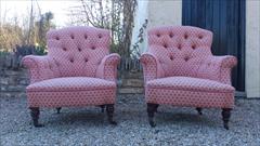 Howard and Sons button back antique armchairs1.jpg